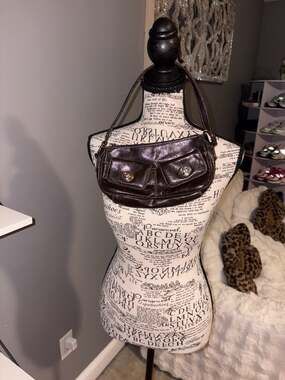 Vintage Y2K Limited Too Brown Faux Leather Shoulder Bag with Front Pockets